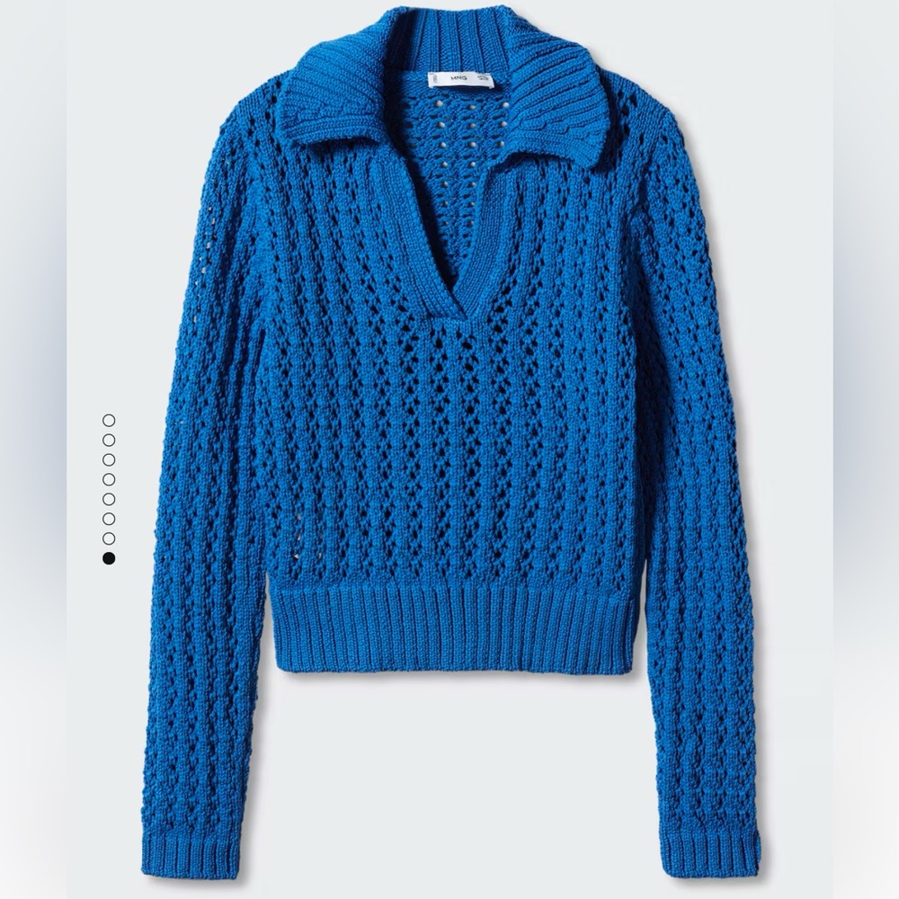 Mango Openwork knitted polo sweater